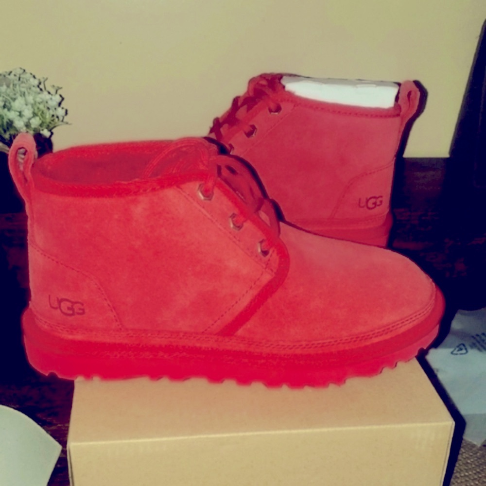 UGG Red Suede Boots with Sheepskin Lining